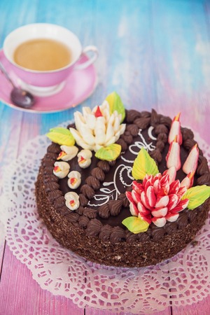 Cake on color backgroundの写真素材