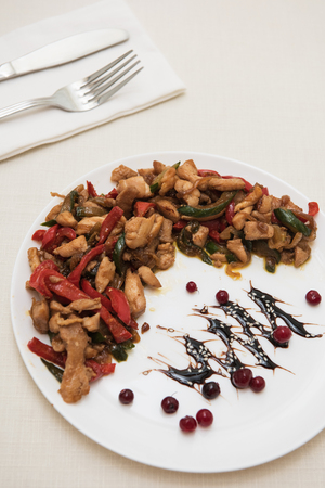 Salad with chicken and vegetablesの写真素材