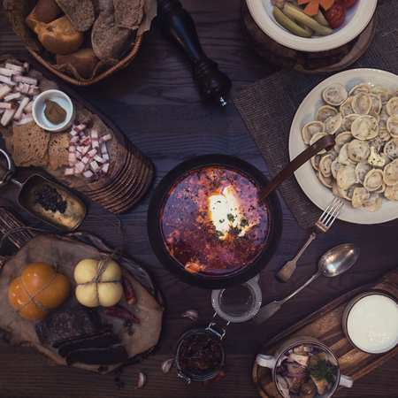 Russian food tableの写真素材
