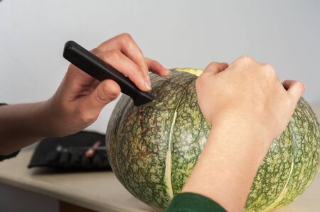 Preparing for halloweenの写真素材