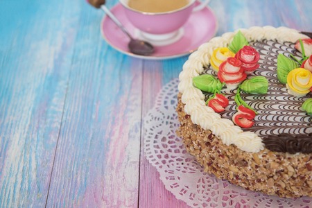 cakes on color backgroundの写真素材