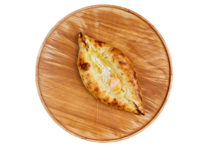 Khachapuri isolated on a white. Dish of Georgian cuisine, Georgian national flour product.の写真素材