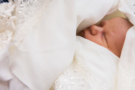 Sleeping newborn babyの写真素材
