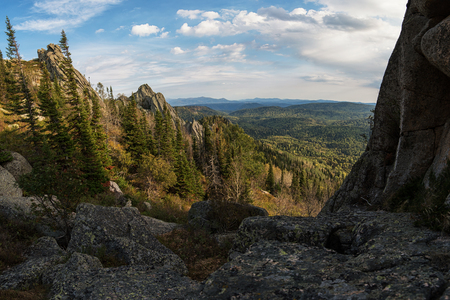 Beauty view in mountains of Altai. Kolyvan ridge - a mountain range in the north-west of the Altai Mountains, in the Altai Territory of Russiaの写真素材
