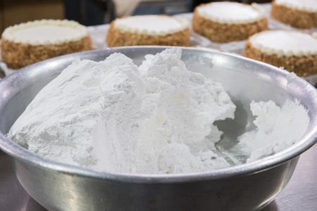 Unsanitary production of cookies on factory. Dirty production with disabilitiesの写真素材