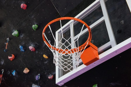 Basketball basket in the modern gym