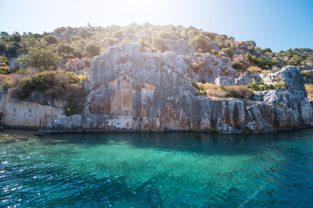 Sea, near ruins of the ancient city on the Kekova island, Turkeyの写真素材