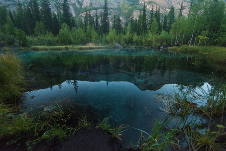 Blue Lake in the Altai Mountains, Siberiaの写真素材
