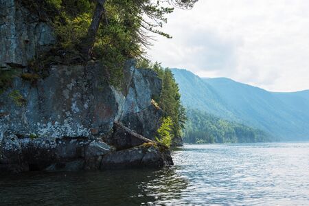 Teletskoye lake in Altai mountains, Siberia, Russia. Beauty summer morning.の写真素材