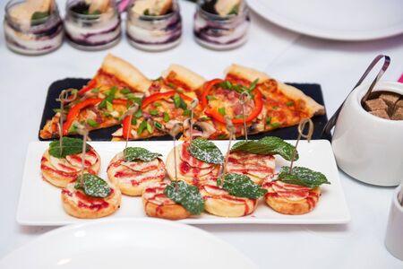 Catering food table set conceptの写真素材