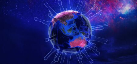 View of Earth from space with corona virus. Concept of corona virus Covid-19. Elements of this image...