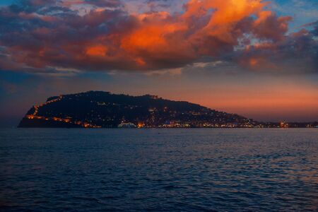 Scenic summer view from Alanya beach at the sunset, Turkey.の写真素材