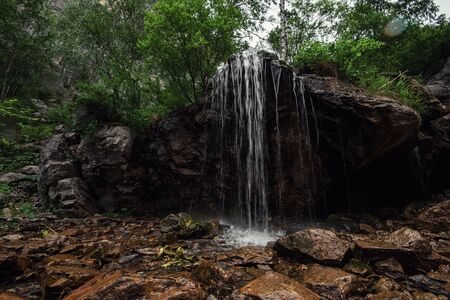 Waterfall Che-Chkish in Altai Mountains territory, West Siberia, Russiaの写真素材