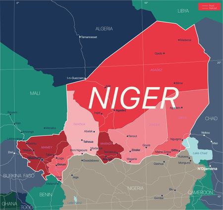 Niger country detailed editable mapのイラスト素材