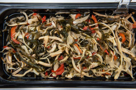 Chuka wakame laminaria seaweed salad with squidの写真素材