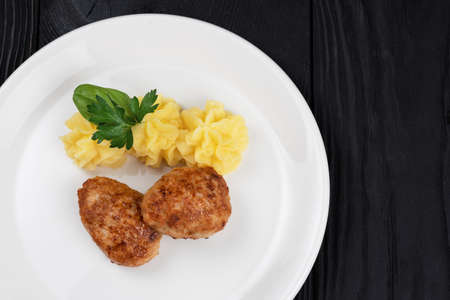 Chicken meat cutlet with mashed potatoes