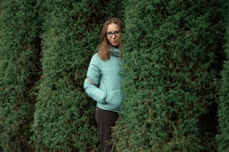 Beautiful autumn womanの写真素材