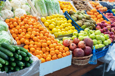 Assortment of fresh fruitsの写真素材