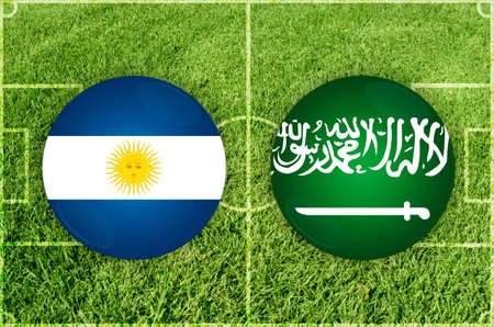 Argentina vs Saudi Arabia football matchの写真素材