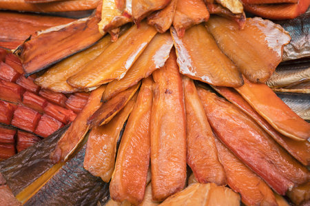 Various smoked fish productsの写真素材