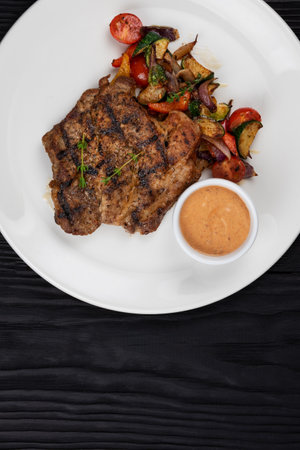 Fried pork chop with vegetablesの写真素材