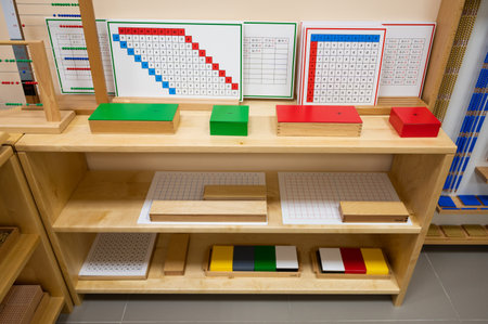 Classroom of Montessori kindergartenの写真素材