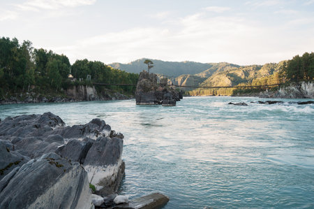 Fast mountain river Katun
