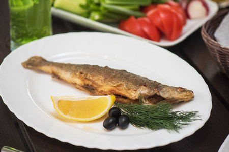 Fried grayling fishの写真素材