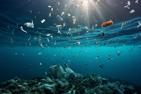 Plastic bottles and microplastics in the oceanの素材