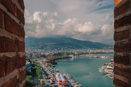 Alanya city, Turkey, view from red towerの写真素材