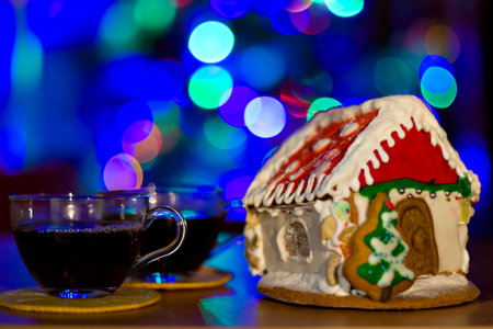 Christmas gingerbread houseの写真素材