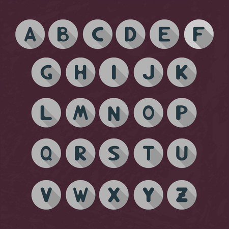 English alphabet in the form of flat-style icons with shadows - vector, EPS 10のイラスト素材