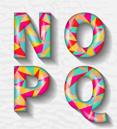 Volumetric geometric English alphabet with shadows. Polygonal geometry.のイラスト素材