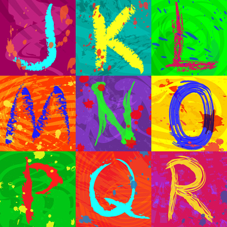 The abstract text effect in bright colors using brushes, spray, ink, grunge. Abstract colorful backgroundのイラスト素材