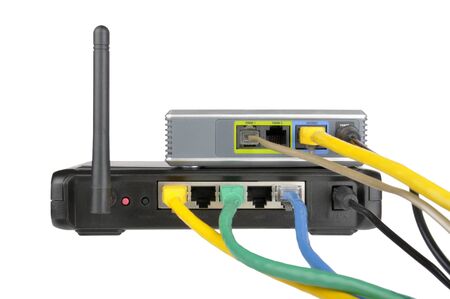 Wireless router and internet phone adapterの写真素材