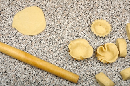 dough and rolling pinの写真素材