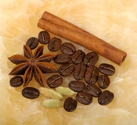 spices on a background of onyxの写真素材