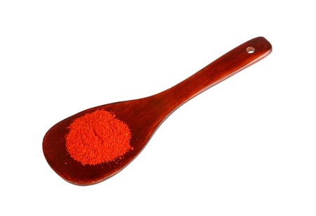 paprika on wooden spoonの写真素材