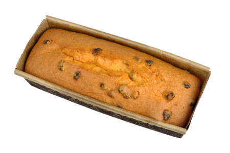 Fruitcake with raisin isolated on white background