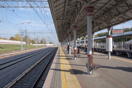 Railway station Vladykino. Moscow, Russia, October 7, 2018のeditorial素材