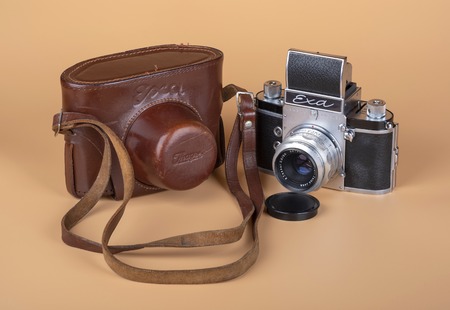 Old camera. Photographed on June 2, 2019, Moscow, Russiaのeditorial素材