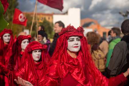 Extinction rebellion group marching in Berlinのeditorial素材