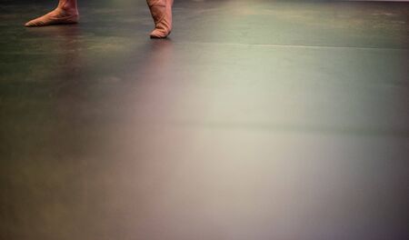 Ballet dancers feet on stageの写真素材