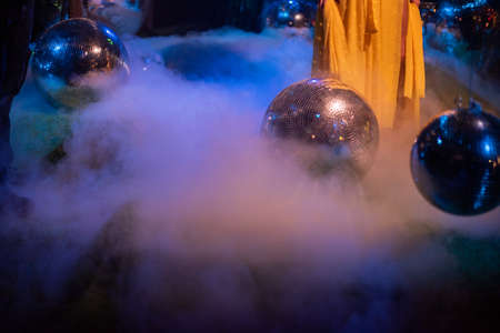 Disco balls with fog in night clubの写真素材