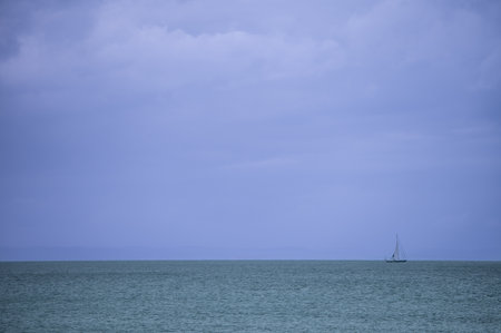 Sailboat seen sailing on ocean