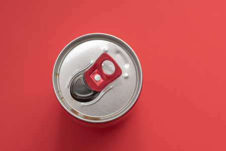 High angle view of soft drink can
