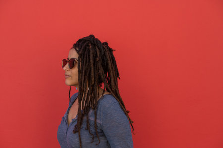 Portrait of woman with locs hairstyleの写真素材