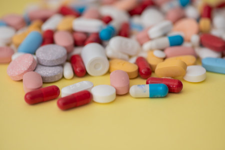 Selective focus on assortment of capsulesの写真素材