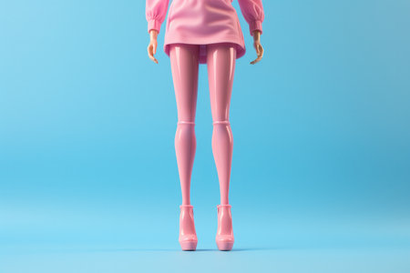 Close up shot of dolls leg dressed in pink outfitの写真素材