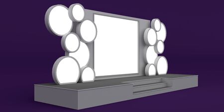 3d illustration stage backdrop blank white screen for show performance circle style with isolated...